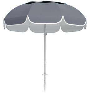 Outsunny Beach Umbrella Portable with Sand Anchor, Carry Bag, Adjustable Height & Tilt, UPF50+ UV Protection, Grey