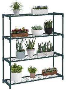 Outsunny Four-Tier Steel Plant Shelf - Black Aosom UK