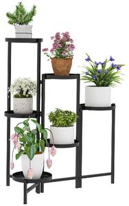 Outsunny 3 Tier Plant Stand Indoor Outdoor, Foldable Corner Plant Stands for Multiple Plants for Patio Garden Balcony Living Room, Black