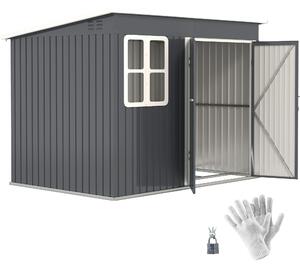 Outsunny 8.5 x 6ft Garden Storage Shed with Galvanised Frame, Window, Lockable Doors & Air Vents for Tools, Dark Grey Aosom UK