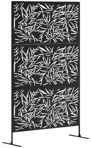 Outsunny Decorative Garden Privacy Screen with Stand, 6.5FT Freestanding Metal Outdoor Divider, Decorative Privacy Panel with Expansion Screws for Garden Pool Hot Tub, Bamboo Style, Black