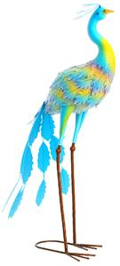 Outsunny Peacock Garden Statue, Standing Garden Ornament, Metal Garden Gift with Stakes for Patio Pond Landscape Decoration, Multi-Colour