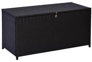 Outsunny Rattan Storage Box Outdoor Indoor Wicker Cabinet Chest Garden Furniture 118 x 54 x 59cm - Dark Brown Aosom UK