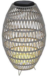 Outsunny Rattan Solar Table Lamp, Garden Solar Lantern with Auto On/Off Light, IP44 Waterproof, Decorative Outdoor Rattan Lamp for Porch, Pathway, Grey