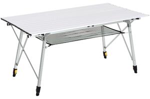 Outsunny Aluminium Portable Folding Picnic Table 4FT, Roll Up Top with Mesh Layer Rack, Ideal for Camping BBQ, Includes Carrying Bag Aosom UK