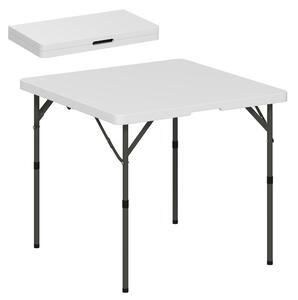 Outsunny 3ft Folding Camping Table, Heavy Duty Picnic Table with 2 Adjustable Height for Indoor Outdoor Garden, Party, BBQ, White