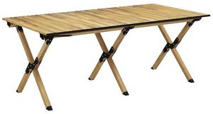 Outsunny Folding Camping Table, Portable Aluminium Picnic Table with Roll-Up Top, for Indoor, Outdoor, Party, BBQ, Natural Wood Effect Aosom UK