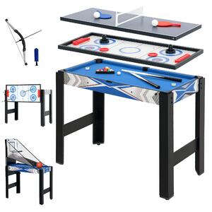 SPORTNOW 5 in 1 Multi Games Table Combo Sports Game Table for Kids, Mini Pool/Table Tennis/Hockey/Basketball Arcade Game/Bow and Arrow, Blue