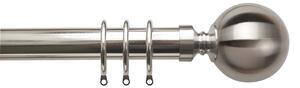 35mm Ball Fixed Metal Curtain Pole Satin Silver