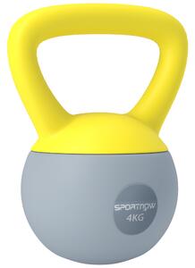 SPORTNOW Soft Kettlebell, 4kg Kettle Bell with Non-Slip Handle for Home Gym Weight Lifting and Strength Training, Yellow and Grey