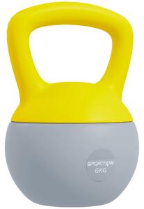 SPORTNOW Soft Kettlebell, 6kg Kettle Bell with Non-Slip Handle for Home Gym Weight Lifting and Strength Training, Yellow and Grey
