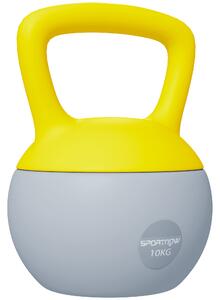 SPORTNOW Soft Kettlebell, 10kg Kettle Bell with Non-Slip Handle for Home Gym Weight Lifting and Strength Training, Yellow and Grey