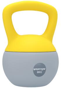 SPORTNOW Soft Kettlebell, 8kg Kettle Bell with Non-Slip Handle for Home Gym Weight Lifting and Strength Training, Yellow and Grey