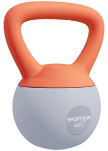 SPORTNOW Soft Kettlebell, 4kg Kettle Bell with Non-Slip Handle for Home Gym Weight Lifting and Strength Training, Orange and Grey
