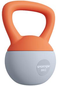 SPORTNOW Soft Kettlebell, 8kg Kettle Bell with Non-Slip Handle for Home Gym Weight Lifting and Strength Training, Orange and Grey