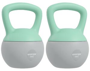 SPORTNOW 2 x 6kg Soft Kettlebell, Kettle Bell with Non-Slip Handle, for Home Gym, Strength Training, Cardio - Grey and Green Aosom UK