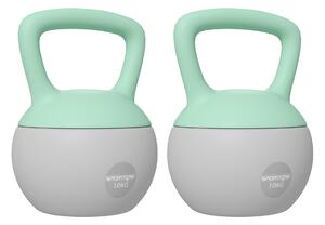 SPORTNOW 2 x 10kg Soft Kettlebell, Kettle Bell with Non-Slip Handle, for Home Gym, Strength Training, Cardio - Grey and Green Aosom UK