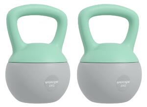 SPORTNOW 2 x 8kg Soft Kettlebell, Kettle Bell with Non-Slip Handle, for Home Gym, Strength Training, Cardio - Grey and Green Aosom UK