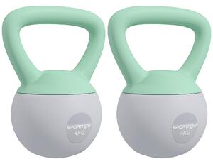 SPORTNOW 2 x 4kg Soft Kettlebell, Kettle Bell with Non-Slip Handle, for Home Gym, Strength Training, Cardio - Grey and Green Aosom UK