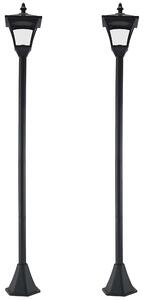 Outsunny Set of 2 Outdoor Garden Solar Post Lamp Sensor Dimmable LED Lantern Bollard IP44 Energy-saving 1.2M Tall, Black Aosom UK