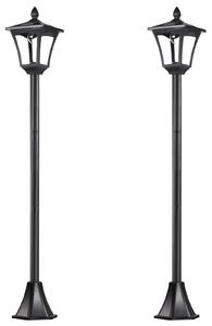 Outsunny 2 Pieces Outdoor Garden Solar Post Lamp Sensor Dimmable LED Lantern Bollard Pathway 1.6M Tall – Black Aosom UK