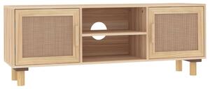 TV Cabinet Brown 105x30x40 cm Solid Wood Pine&Natural Rattan