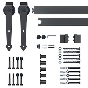 HOMCOM 6.6FT / 2m Carbon Steel Sliding Door Kits Barn Hardware Closet Set Antique Style Track System For Single Wooden Door Aosom UK