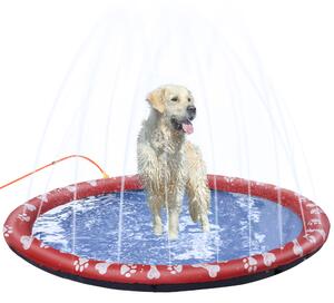 PawHut Splash Pad Playtime: Sprinkler Mat for Pets, Durable Water Fun, Outdoor Dog Bath Pool, Cerulean Blue Aosom UK