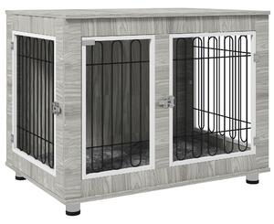 PawHut Dog Crate Furniture， Indoor Dog Kennel w/ Soft Cushion & Double Doors, for Large Dogs, 106 x 74 x 81.5cm, Grey Aosom UK