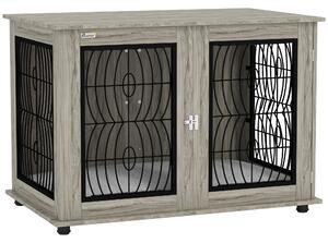 PawHut 46.46'' Indoor Dog Crate Furniture End Table with Soft Washable Cushion, Lockable Front Door, for Extra Large Dogs Aosom UK