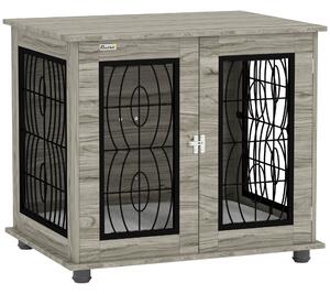 PawHut 29.5" Indoor Dog Crate Furniture End Table with Soft Washable Cushion, Lockable Front Door, for Medium Dogs