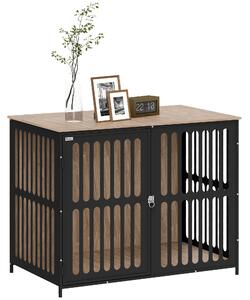 PawHut Dog Crate Furniture with Anti-Chew Resistant Mesh, Anti-Escape Single Door, for Large Dogs, 100 x 60 x 81.5 cm