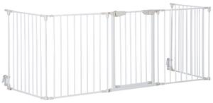 PawHut Pet Safety Gate, 5-Panel Metal Playpen, Fireplace, Christmas Tree Fence, Stair Barrier, Room Divider, Door, Lock Aosom UK