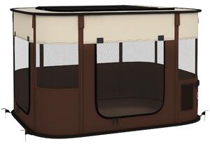 PawHut Foldable Dog Pen with Storage Bag for Indoor/Outdoor Use, Brown Aosom UK