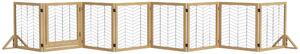 PawHut 8 Panels Foldable Pet Playpen with Support Feet, for House, Doorway, Stairs, Small and Medium Dogs - Natural Wood Finish