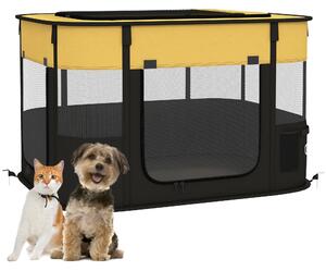 PawHut Foldable Dog Pen with Storage Bag for Indoor/Outdoor Use, Yellow Aosom UK