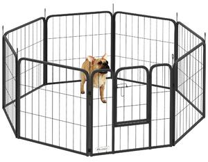 PawHut 8 Panels Heavy Duty Dog Playpen with Door Indoor Outdoor, for Small Dogs, 60cm High