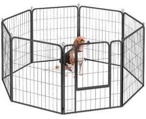 PawHut 8 Panels Heavy Duty Dog Playpen with Door Indoor Outdoor, for Medium Dogs, 80cm High