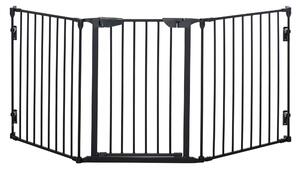 PawHut 3-Panel Metal Pet Gate: Safety Fence for Dogs with Walk Through Door & Auto Close Lock, Room Divider, Black Aosom UK