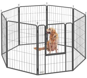 PawHut 8 Panels Heavy Duty Dog Playpen with Door Indoor Outdoor, for Large Dogs, 100cm High