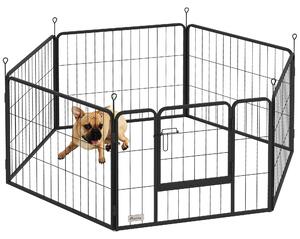 PawHut 6 Panels Dog Playpen, Portable Detachable Puppy Pen with Door, for Small Dogs, 60cm High, Black
