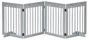 PawHut Pet Gate 4 Panel Wooden Dog Barrier Freestanding Folding Safety Fence with Support Feet up to 204cm Long 61cm Tall Light Grey
