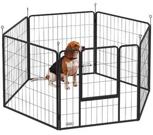 PawHut 6 Panels Dog Playpen, Portable Detachable Puppy Pen with Door, for Medium Dogs, 80cm High, Black