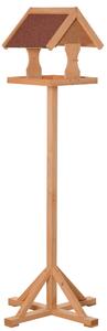 PawHut Bird Feeder Table, Wooden Freestanding Outdoor Feeding Station with Weatherproof Roof, Cross-shaped Base, Natural, 55 x 55 x 144cm Aosom UK