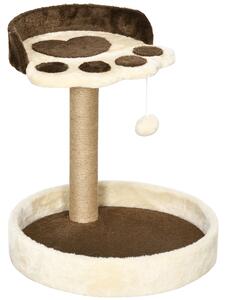 PawHut 44cm Cat Tower with Jute Cat Scratching Post, Cat Claw Shape, Brown Aosom UK