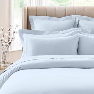 Dorma 300 Thread Count 100% Cotton Sateen Plain Cuffed Pillowcase Blue