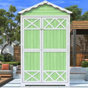 Weatherproof Fir Wood Tool House with Stable X-Reinforcements, Eco-Friendly Outdoor Wooden Garden Storage Shed, 93L x 45W x 179H cm, Green Aosom.UK