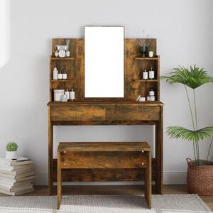 Dressing Table with Mirror Smoked Oak 96x40x142 cm