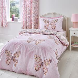 Catherine Lansfield Enchanted Butterfly Reversible Duvet Cover & Pillowcase Set Pink
