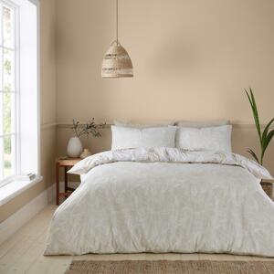 Serenity Palm Leaf Duvet Cover & Pillowcase Set Brown/White